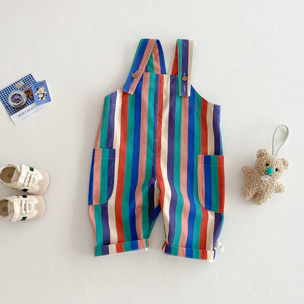 2025 New Season Colorful Striped Infant Kids' Suspender Pants Kids Overalls for Boys and Girls Bib Overalls 0 - 5 Years Old
