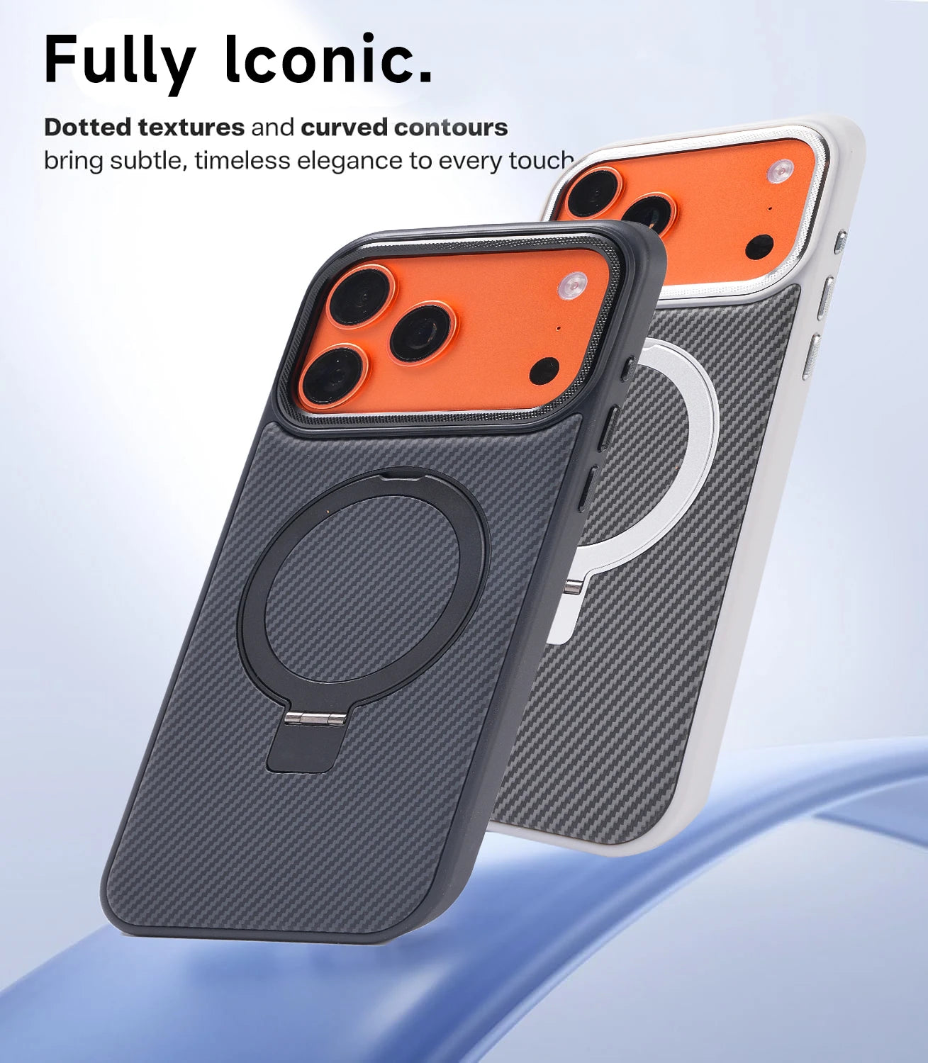 Carbon Fiber 360°Rotatable Magnetic Ring Stand Case Support Magnetic Wireless Charging Plating Camera Shockproof Cover For Phone