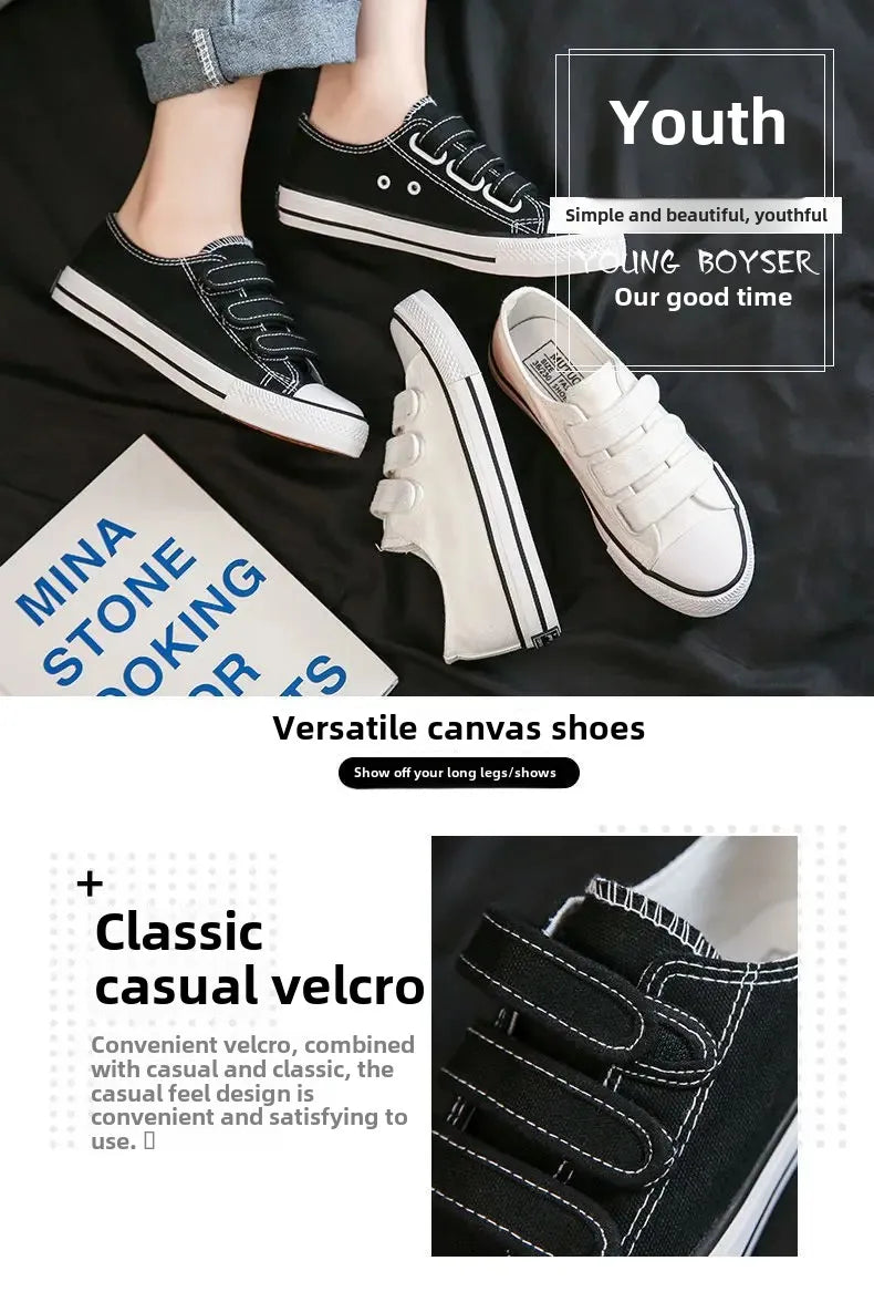 Women's Canvas Shoes Spring Autumn Universal Platform Flat Heel Synthetic Inner Material Rubber Sole Magic Tape Casual Shoes