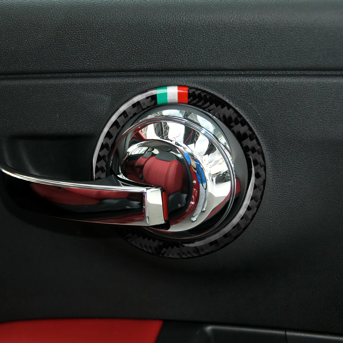 Car Inner Door Bowl Decorative Strip For Fiat Abarth 500 500C 500e 595 595C 695C Carbon Fiber Interior Sticker Car Accessories
