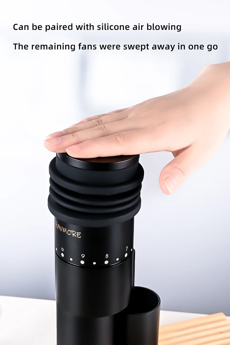 New Black Aluminum Electric Automatic Burr Mill Grinder Adjustable Stainless Steel Blades Coffee Grinder