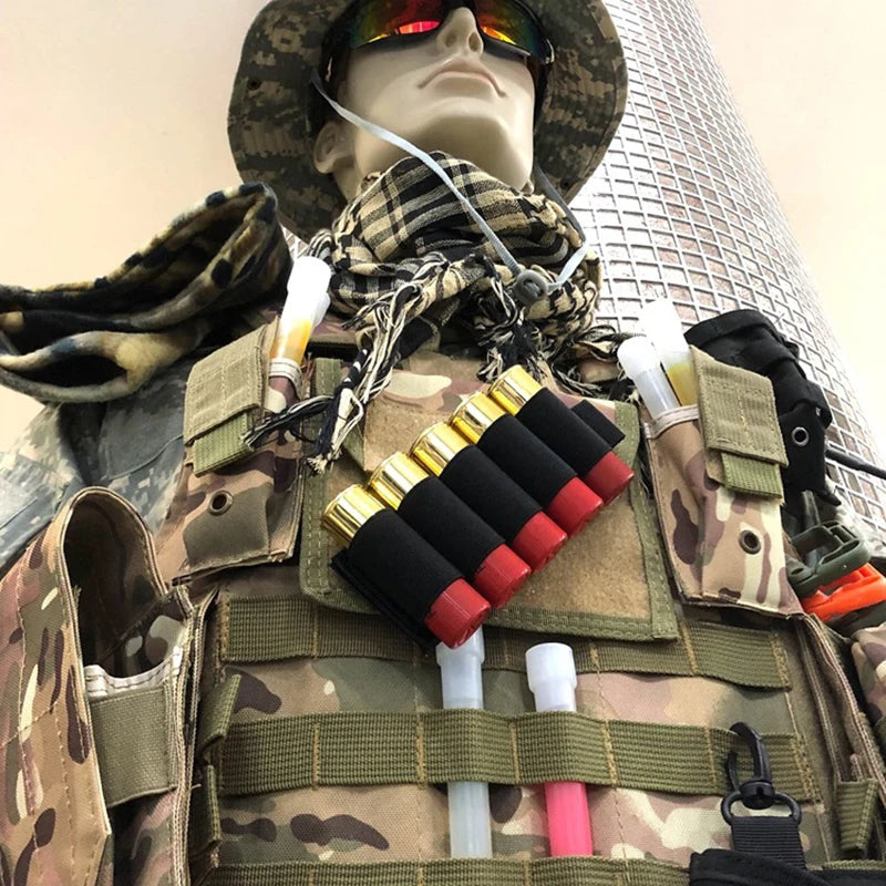 Tactical Hunting Ammo Holder 5 Rounds Shell Holder Bullet Bag Adhesive Patch for Rifle 12GA Shotgun Hunting Gun Accessories