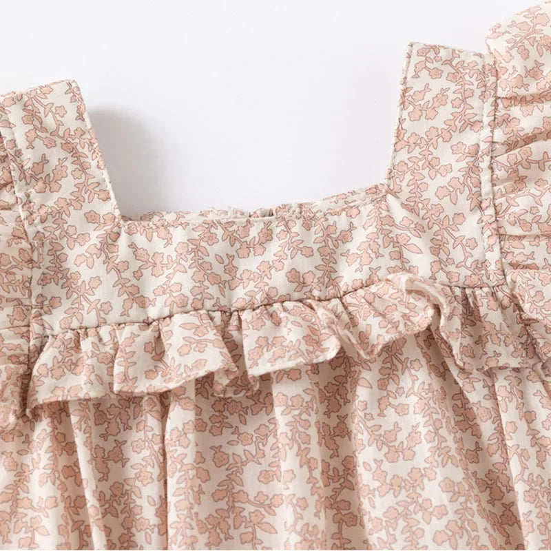 2025 New Summer Toddler Baby Girls Jumpsuit Flying Sleeve Cotton Flower Print Newborn Baby Girls Romper 0-24M Baby Clothing