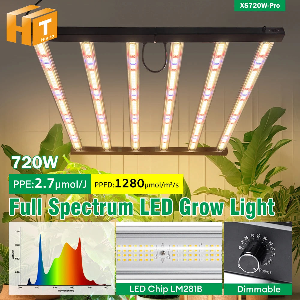 Full Spectrum LED Grow Light 360W 720W AC100-277V 660nm 730nm 395nm LM281B High PPFD Growth Lamp For Greenhouse Plants