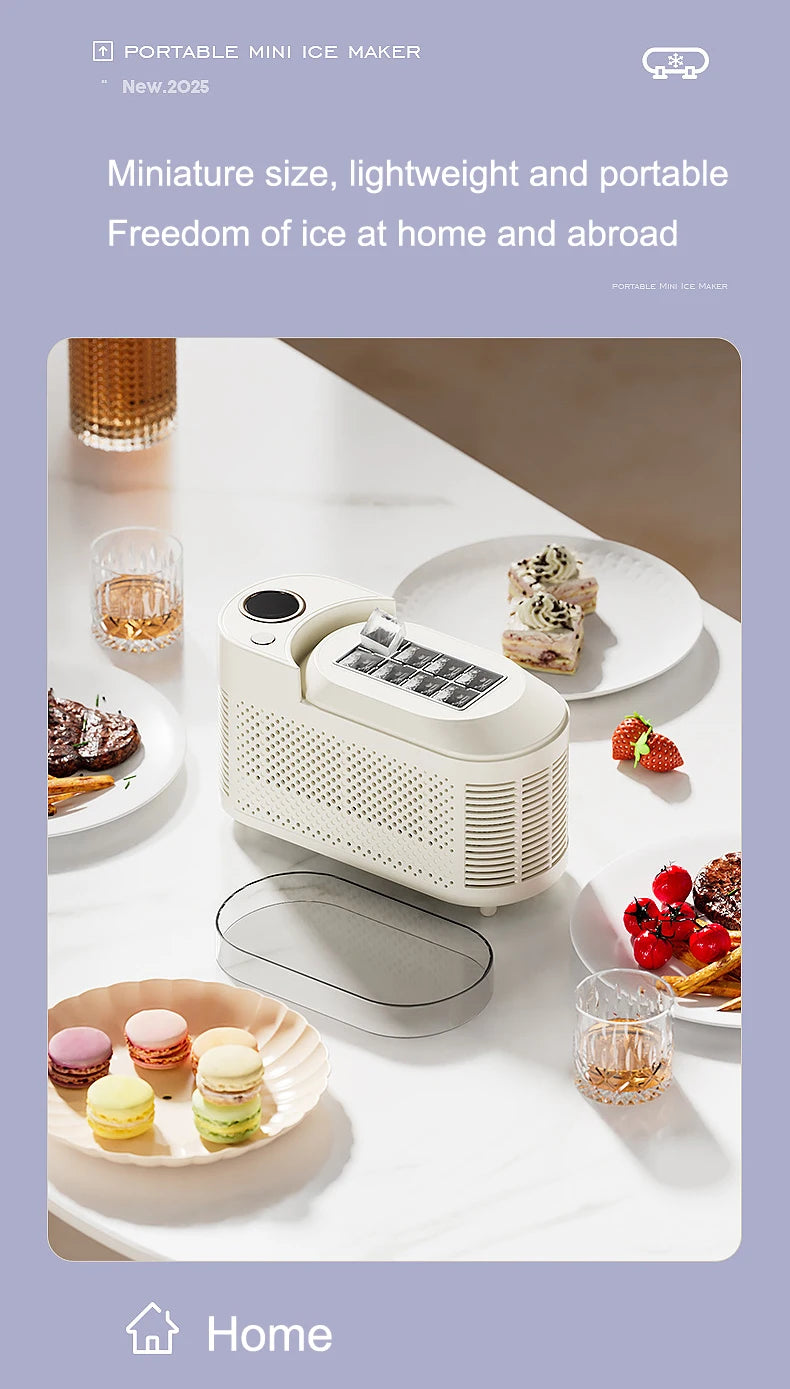 110V/220V Portable Small Ice Maker Mini Home Dormitory Office Camping 12V Car Cube Ice Automatic Ice Making Box Ice Machine