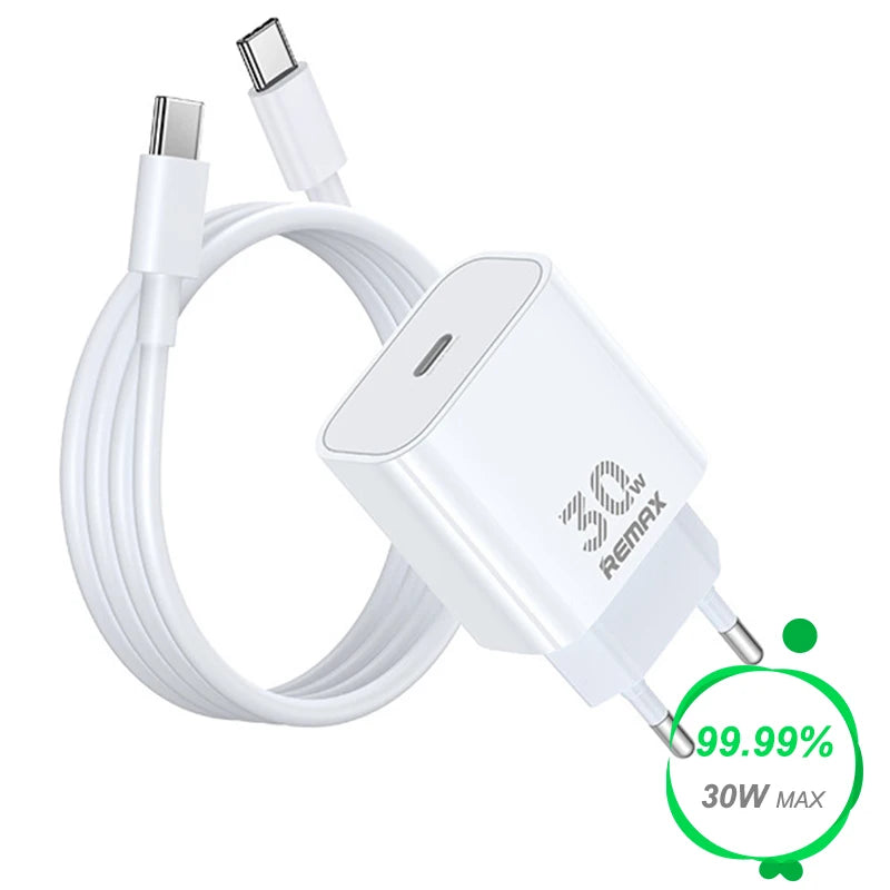 HAPPOIRO PD 30W Type C Fast Charger Cable for iPhone 17 16 15 Pro Max iPad Charger Adapter EU Plug Wall Chargers 1m 2m