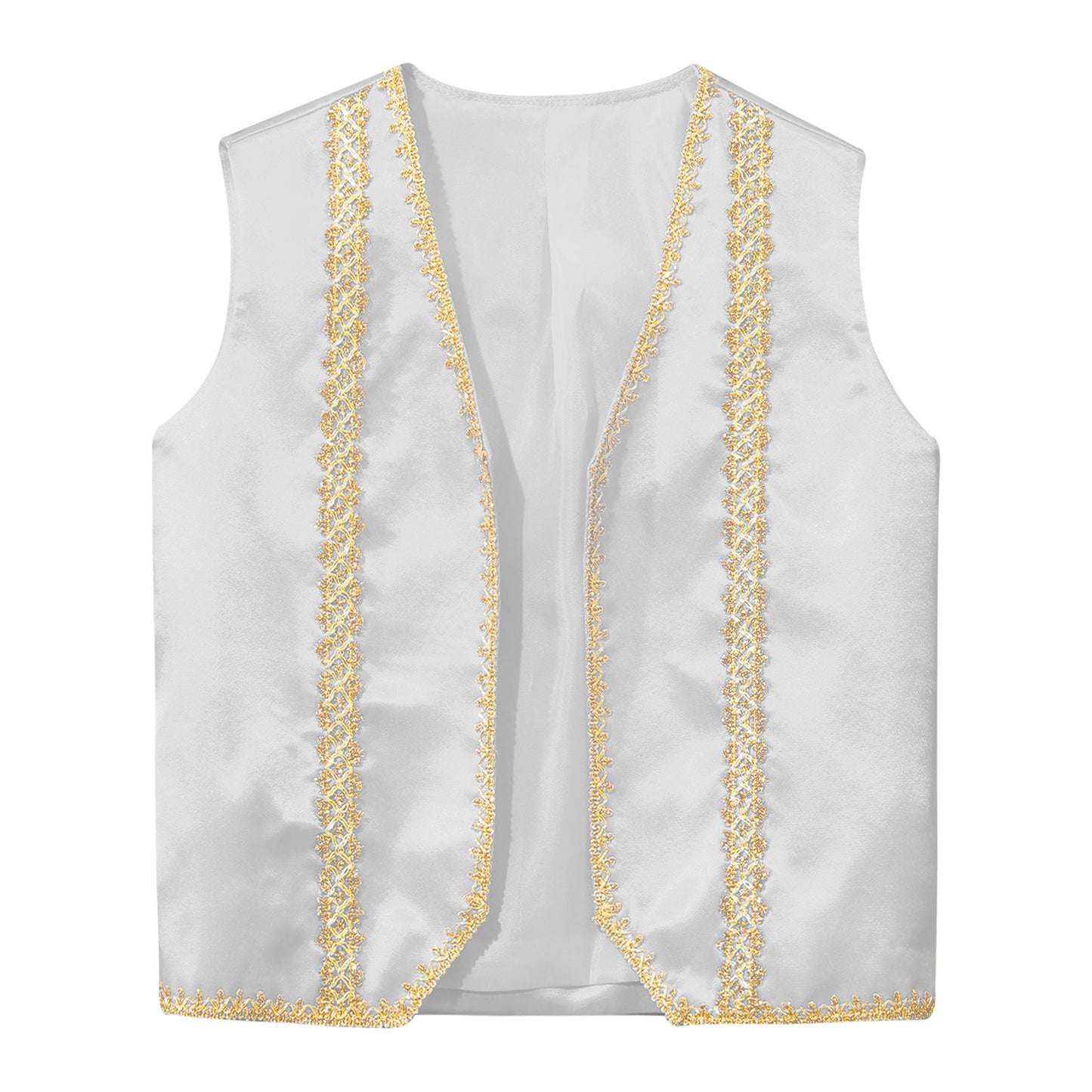 Kids Girls Boys Medieval Steampunk Costume Arabian Prince Sleeveless Golden Trim Waistcoat Vest Halloween Cosplay Fancy Dress Up