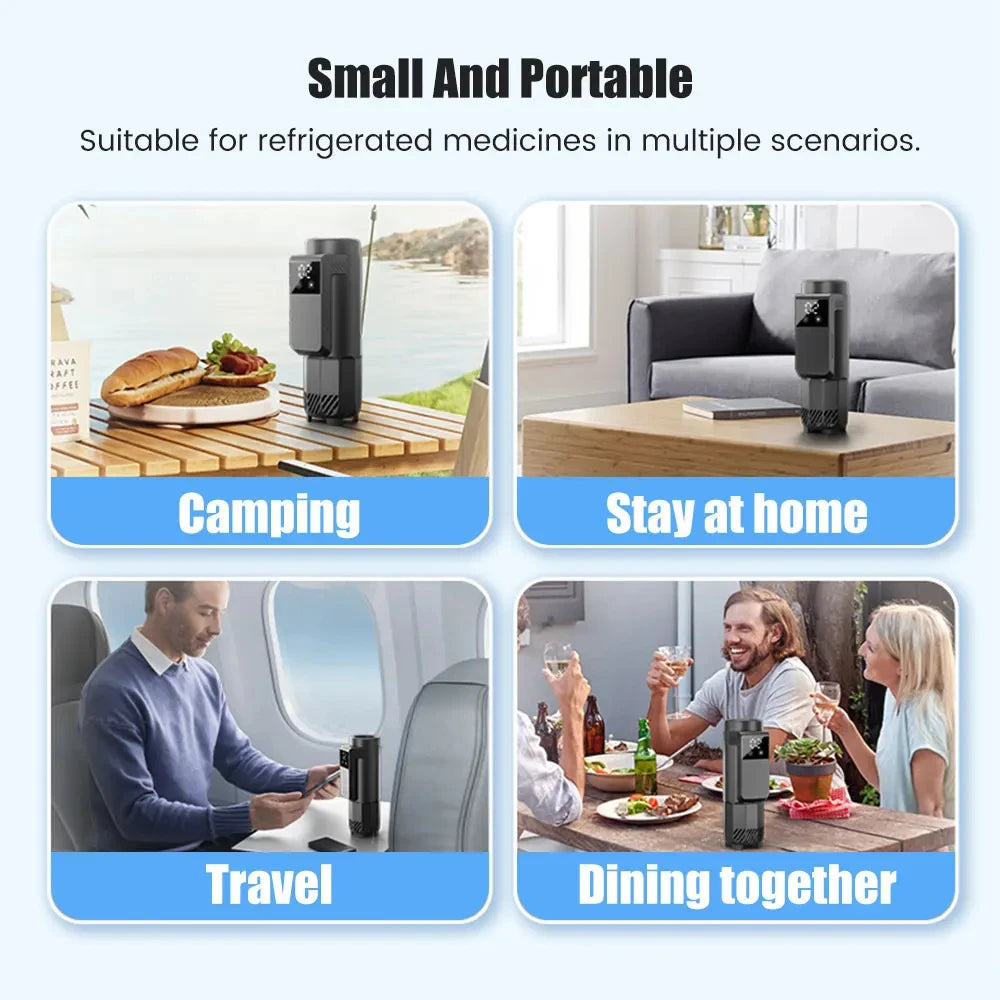 Portable Insulin Cooler with LCD Display USB Rechargeable Medicine Fridge for Travel Home Car Compact Pill Box with Precise