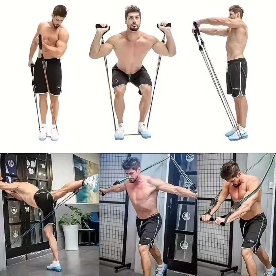 11pcs/Set Pull Rope, Resistance Bands, Portable Fitness Equipment, Ankle Strap, Chest Expander, Elastic Exercise Band