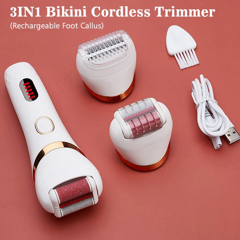 4 in 1 Electric Razor for Women Shaver Lady Shaver Body Hair Trimmer for Armpit Bikini Arm Leg Face Mustache Portable Painless