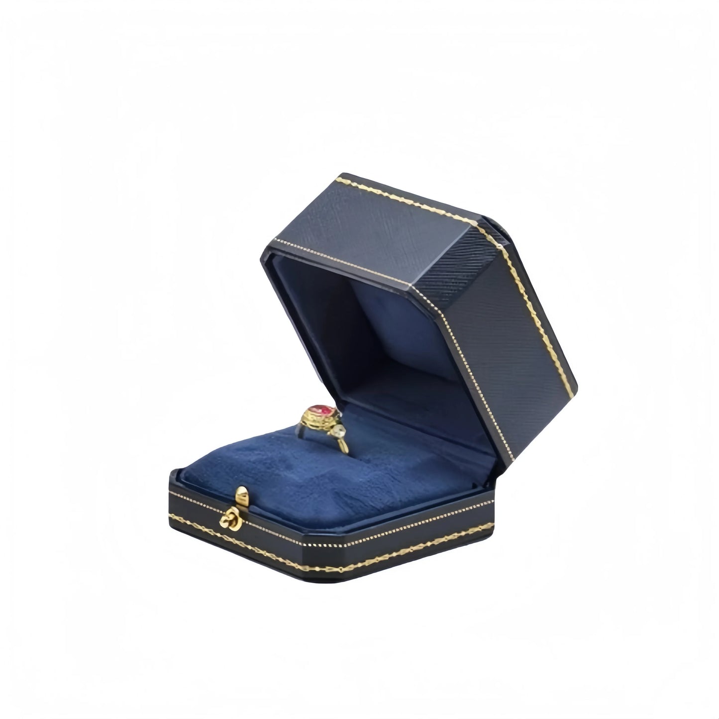 Customizable LOGO Vintage Octagonal Gold Text Storage Box Ring Earnail Bracelet  Jewelry Packaging Case Collection Storage Box