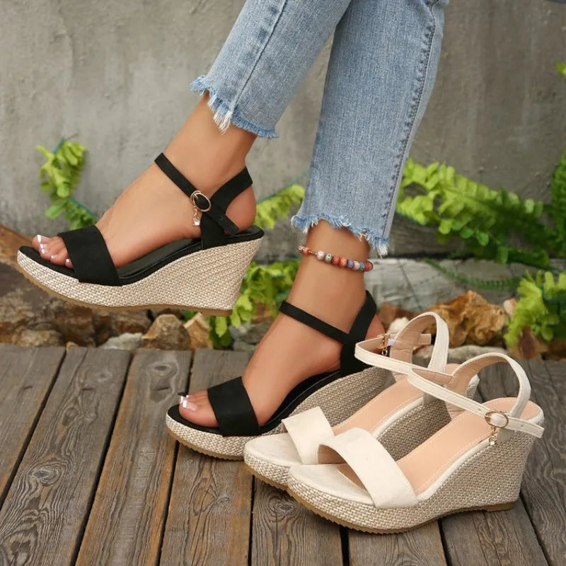 Women's Sandals Fashion Wedge Sandals Summer Casual Outdoor Beach Shoes Peep Toe Platform Women Shoes High Heel Buckle Sandals