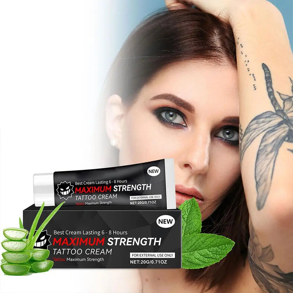 20g Maximum Strength Tattoo Cream, 6-8 Hours Long-Lasting Formula, Pre-Permanent Makeup & Piercing Skin Care