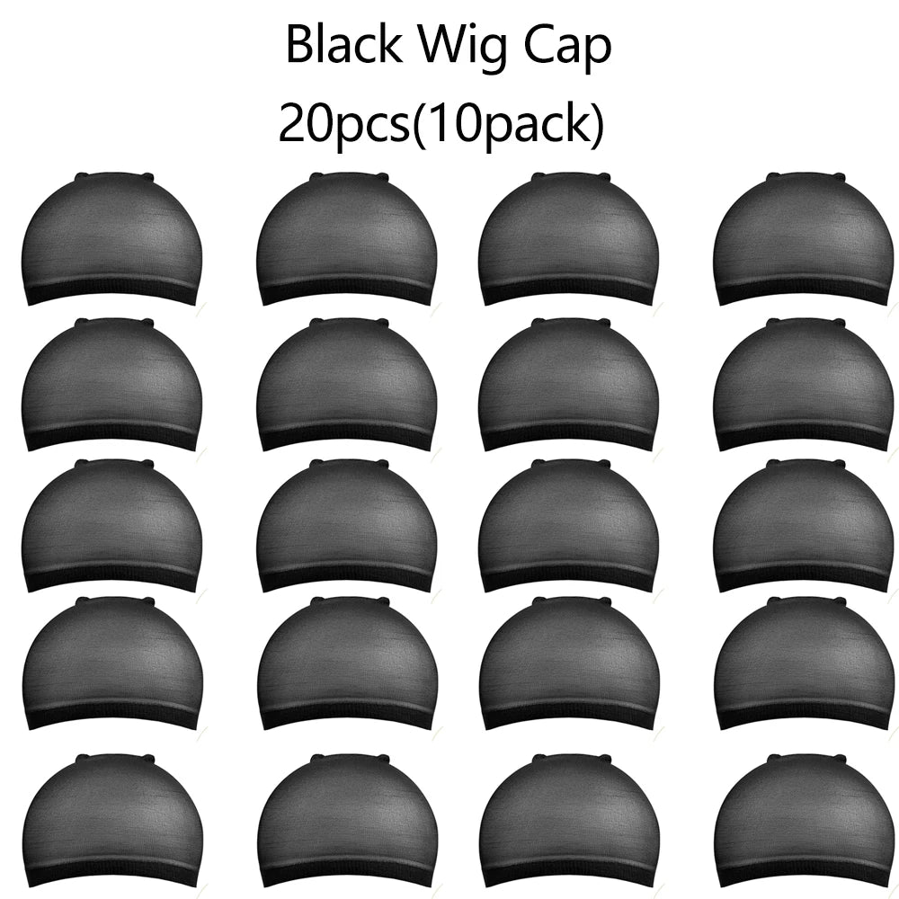 4/20pcs Black Wig Cap Elastic Breathable Invisible Wig Caps Perfect For Professional Use,2pcs/Pack