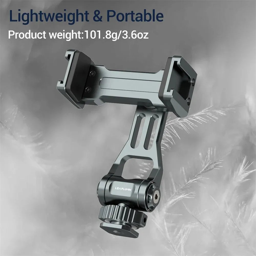 LEAPLIGHT Upgrade Aluminum Phone Tripod Mount Smartphone Holder Adapter W Arca Cold Shoe for iPhone 15 14 13 Phone Mic Light