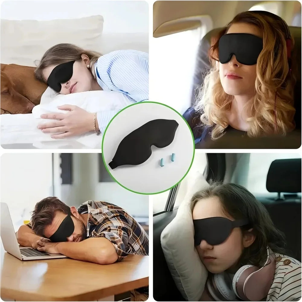 1-piece 3D stereoscopic eye mask with shading and sleep design, breathable and soft fabric, adjustable straps