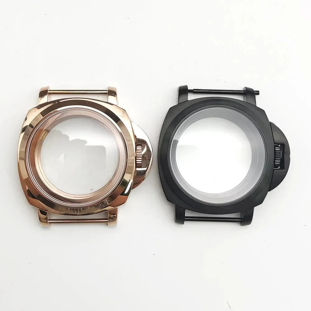 For Panerai Style 40mm Stainless Steel Watch Case with Crown Guard Bridge, Fit NH35 NH36 Movement, Watch Mod Parts