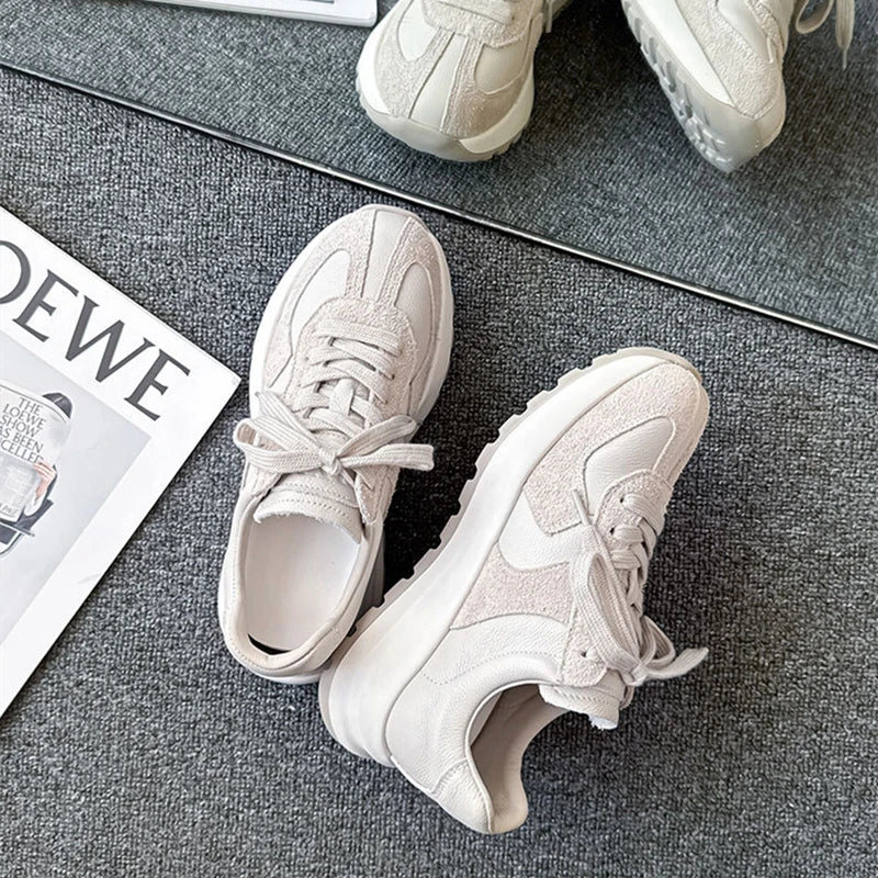 Women's Sneakers Shoes 2026 New Woven Non-slip Genuine Leather Sneakers For Women Large Size Breathable Casual Shoes Female