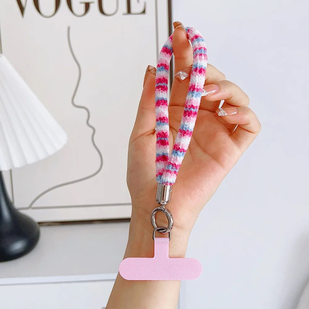 Autumn And Winter New For Mobile Phone Lanyard Colorful Camera Anti Loss Dopamine Wristband Rope  Water Cup Bag Short Keychain