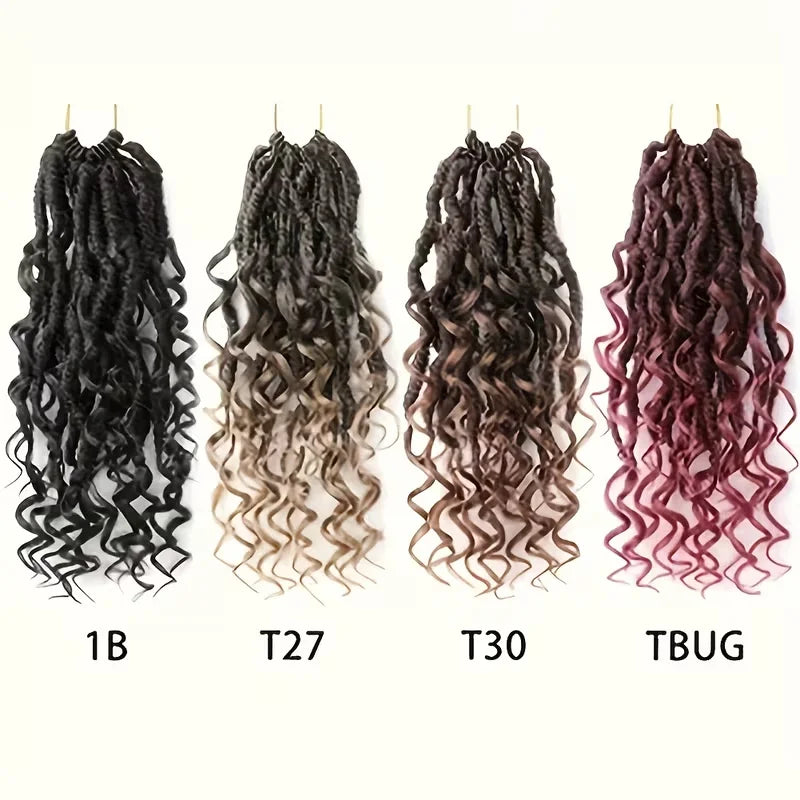 Deep Faux Locs Crochet Hair 14Inch Goddess Locs Crochet Hair Soft Loc Faux Loc Crochet Braids with Curly Ends For Synthetic Hair