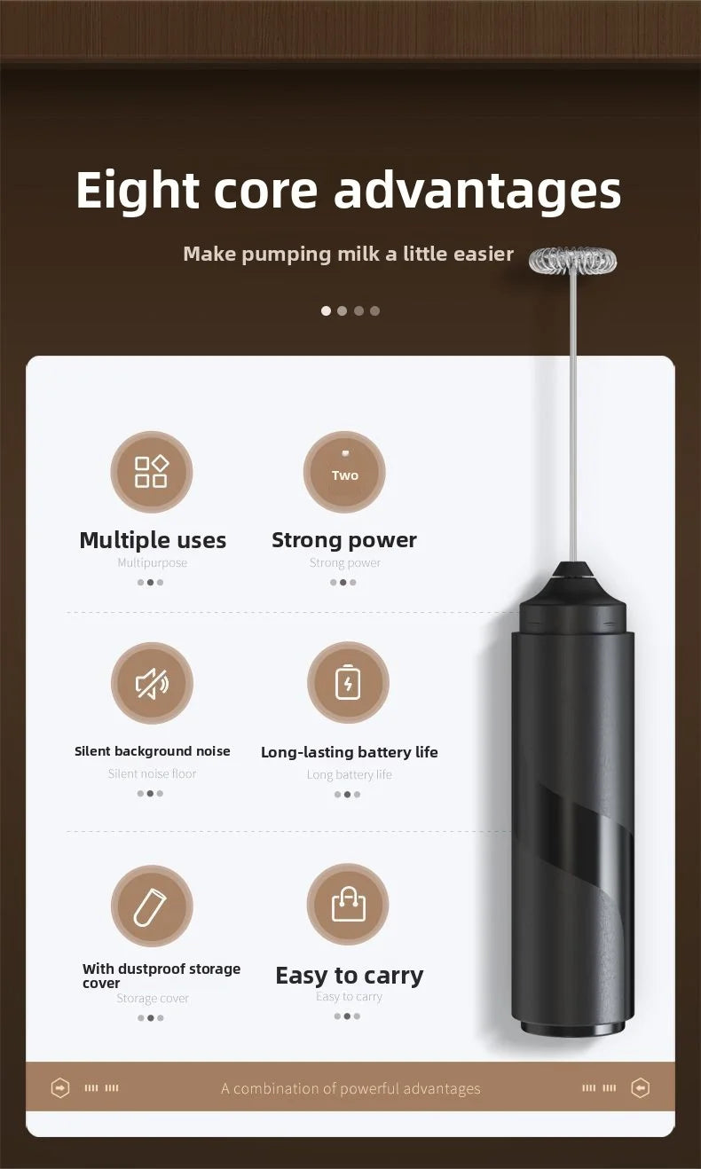 Handheld Electric Milk Coffee Mixer, High-Speed Cream Mixer, AA Battery Powered Latte and Cappuccino Kitchen Appliances