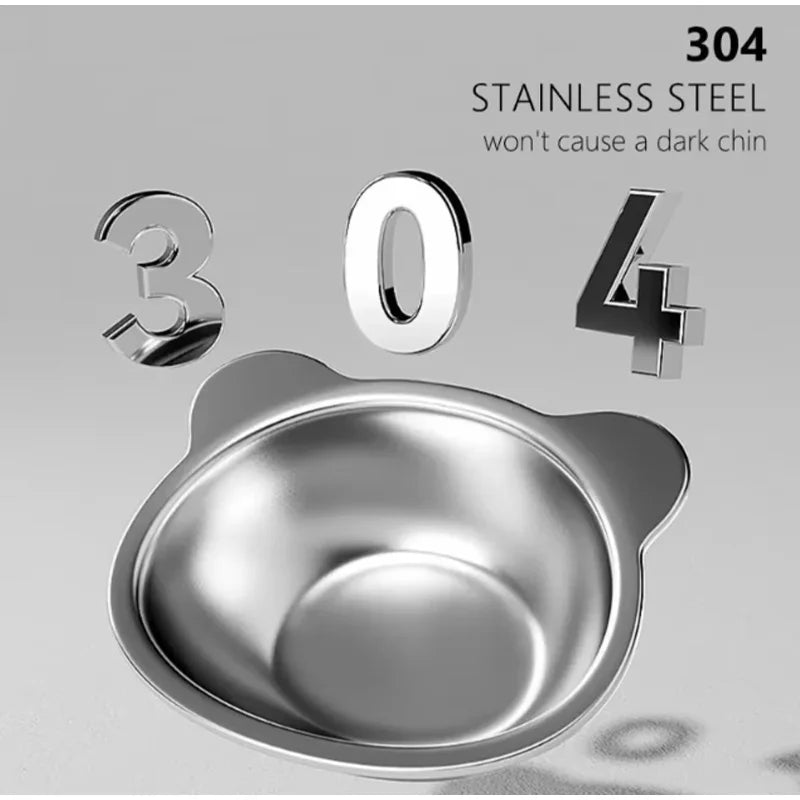 Premium 304 Stainless Steel Raised Cat Bowl with 15° Tilt Neck Guard Shatterproof Healthy Feeding for Senior Cats Kitten Puppy