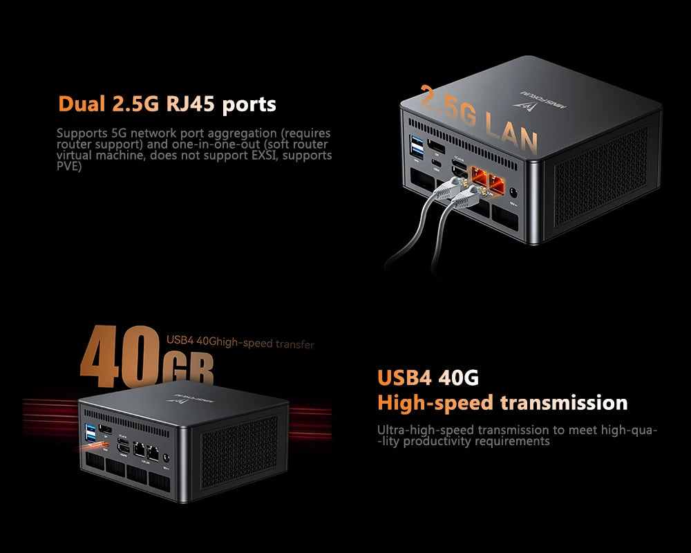 MINISFORUM UM890 UM880 Pro AMD Ryzen 9 8945HS R7 8845HS Mini PC Gaming 2*USB4.0 2*DDR5 2*PCIE4.0 Window11 Desktop Computer WiFi6