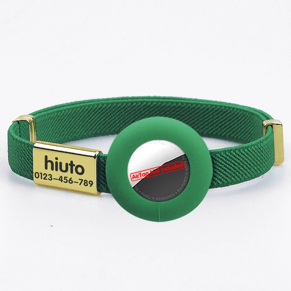 Cute Breakaway Cat Collar with Customized Name Tag Elastic GPS Tracker Kitten Collar with Air Tag Holder Adjustable Pets Collars