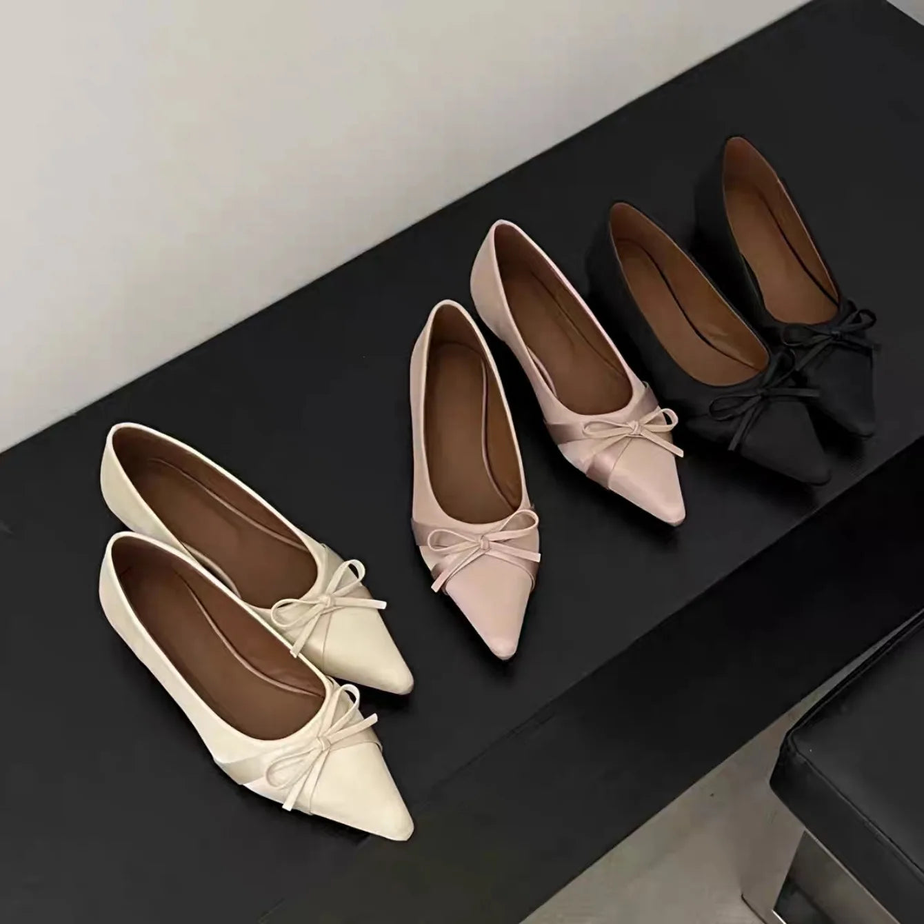 Women Flats 2024 New Bow Tie Flat Shoes for Women Ballerinas Pointed Toe Slip on Flat Lazy Loafers Casual Comfort Sneakers Women