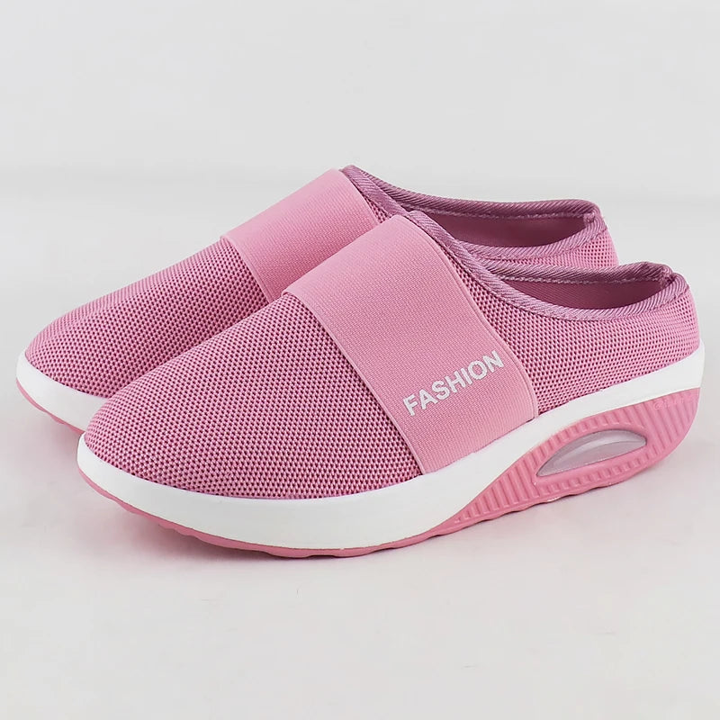 Cushion Slip-On Women Walking Shoes Orthopedic Diabetic Ladies Platform Mules Mesh Lightweight Slippers Wedge Female Sneaker