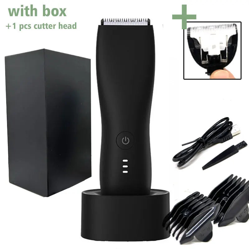 Men's Electric Groin Hair Trimmer Pubic Hair Trimmer Body Grooming Clipper for Men Bikini Epilator Rechargeable Shaver Razor