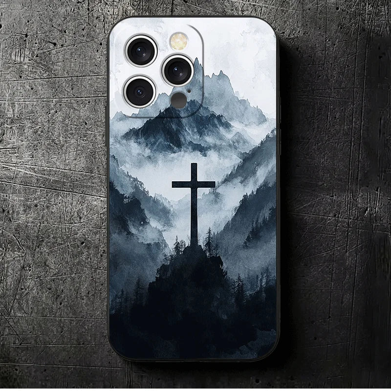 God Jesus Pray Cross Bible Soft Phone Case for iPhone 16 16E 17 Air 15 Pro Max 14 Plus 13 Mini 11 12 7 Black Cover Back Shell