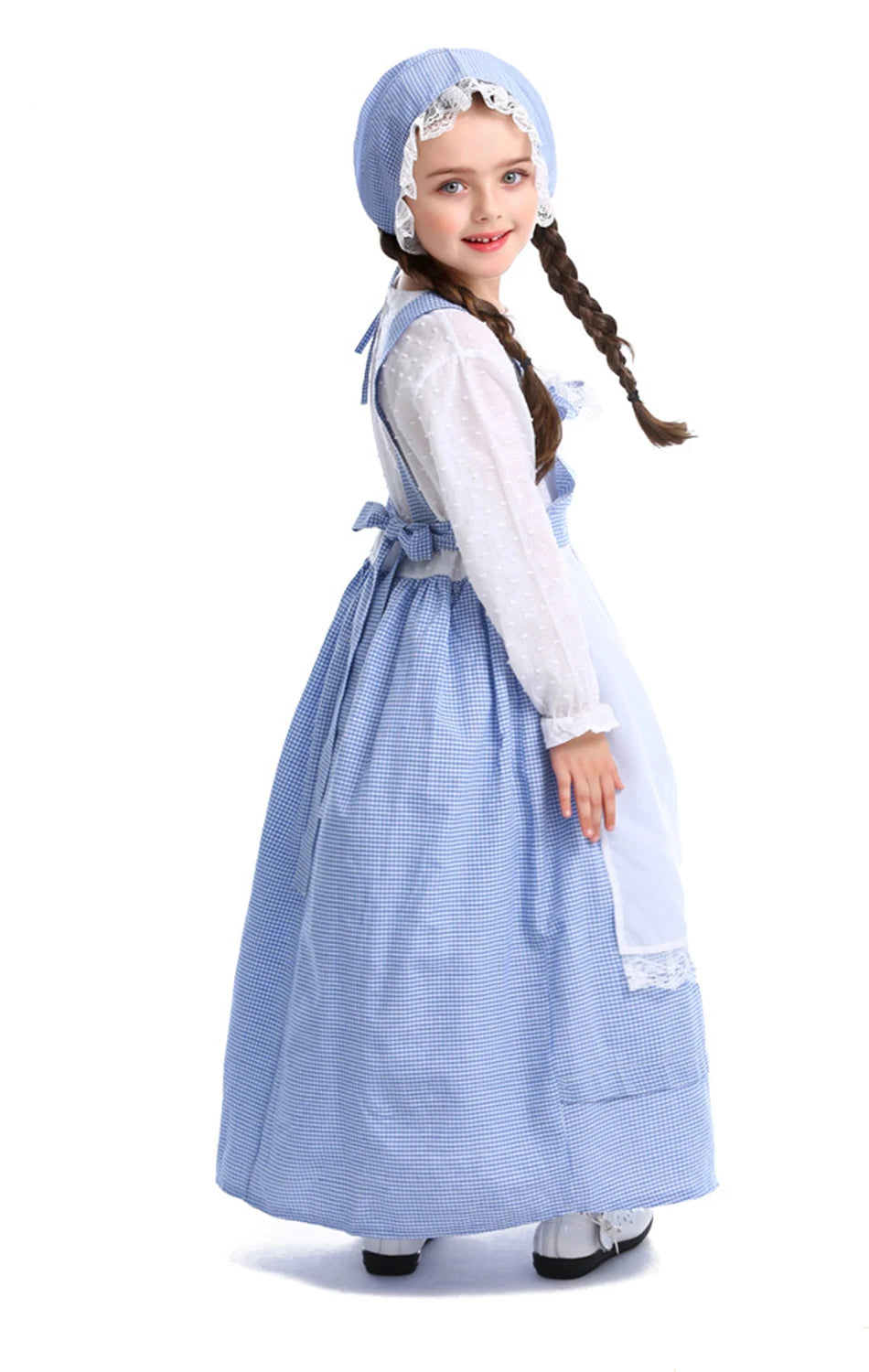 Frocks for Girls Kids Little Red Riding Hood Fairy Tale Drama Performance Costume Maid Suit Floral Pastoral Style Casual Dress