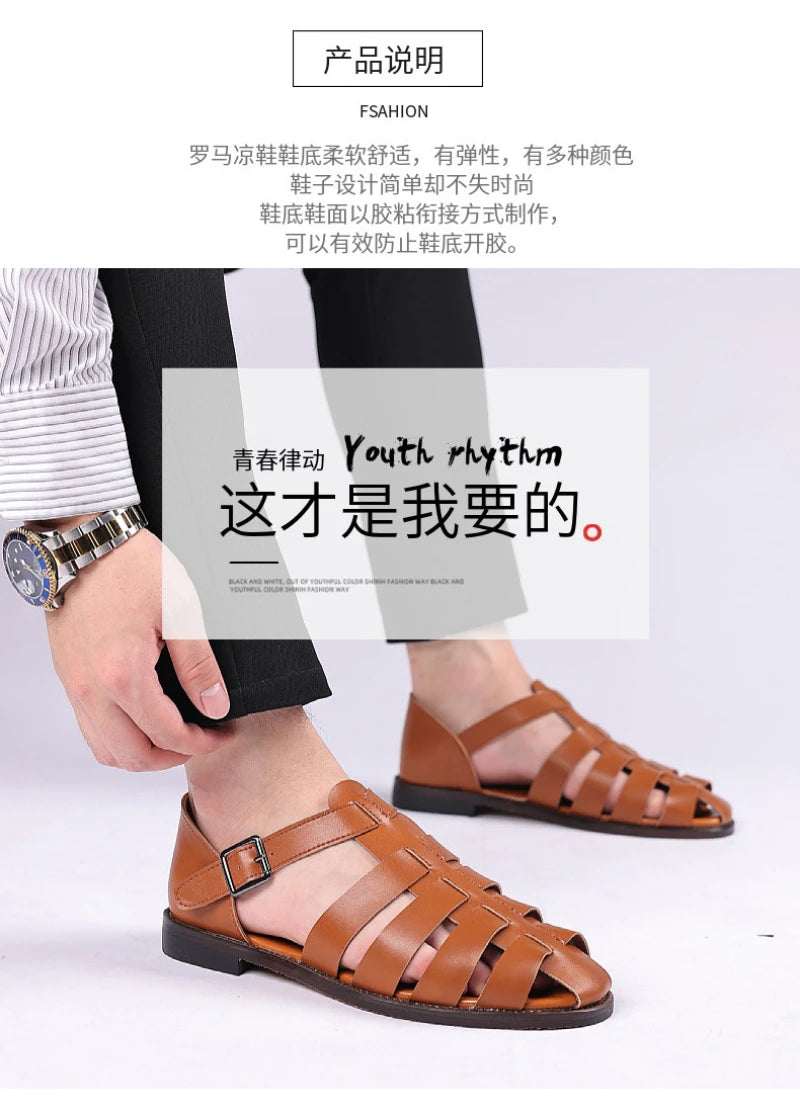 Summer New Roman Sandals Plus Size Casual Fashion Outdoor Beach Shoes Lightweight Non Slip Breathable Big Size Footwear For Men