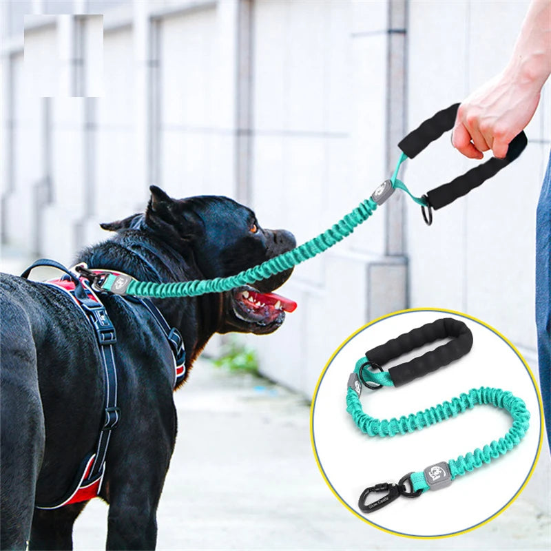 50cm Short Dog Leash Big Dog Training Leash Elastic Tactical Dog Lead Strong Short Traction Rope Durable Large Dog Leash Green