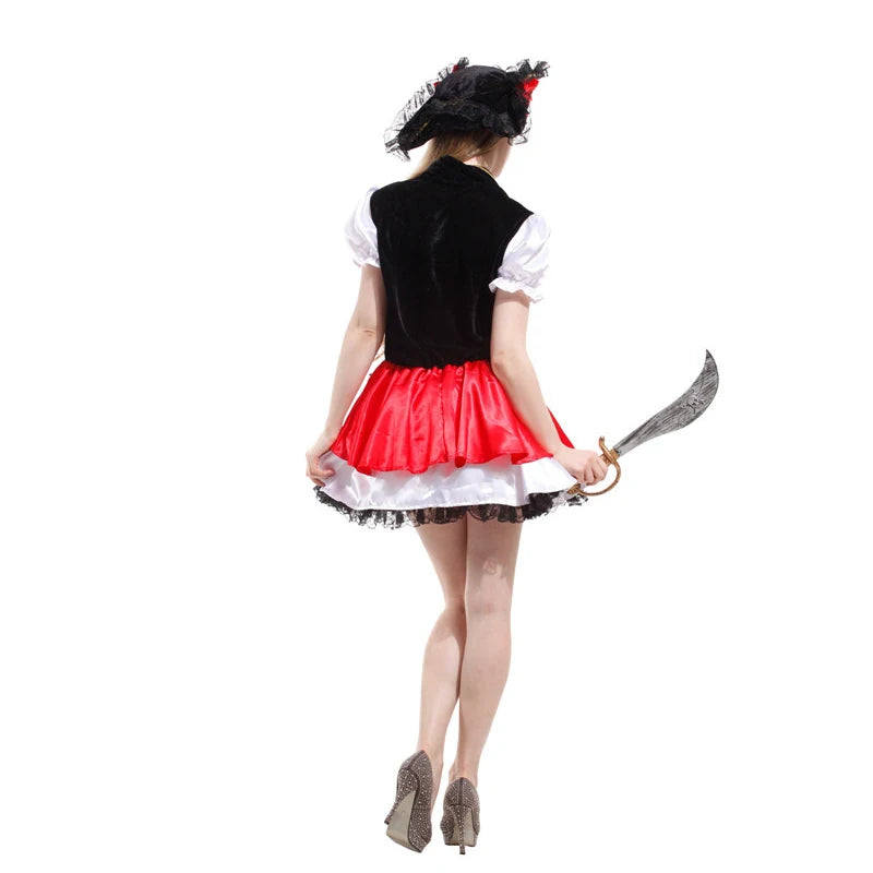 Halloween Theme Women Fancy Dress ，Parent-child Role Playing Cosplay Costumes,Female Pirates Captain of the Caribbean
