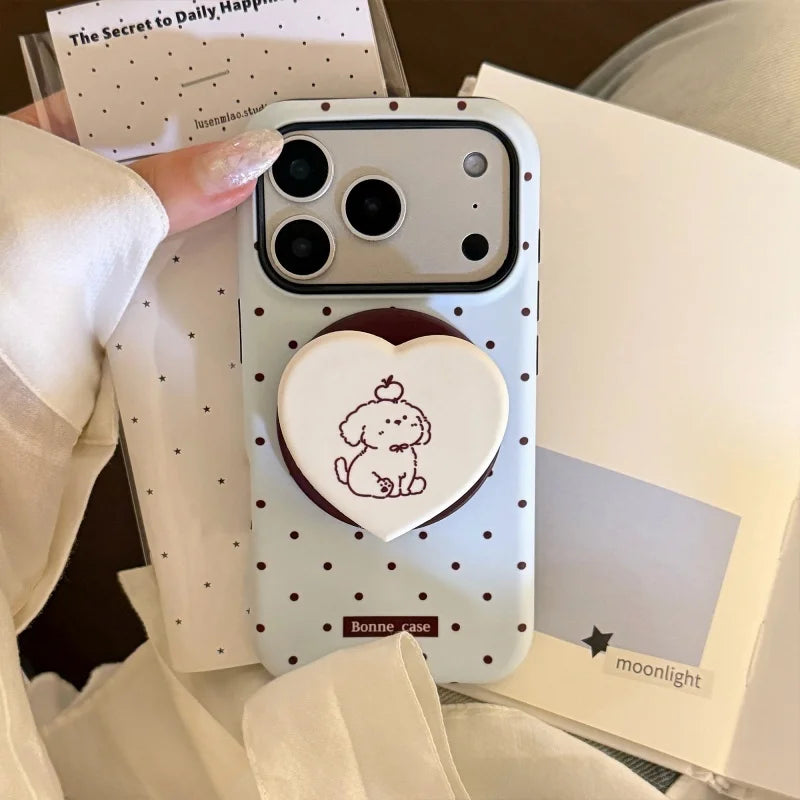 Korean Style Simple Polka Dot Magnetic Soft Phone Case For Magsafe IPhone 17 16 15 14 13 12 Pro Max Shockproof Protective Cover