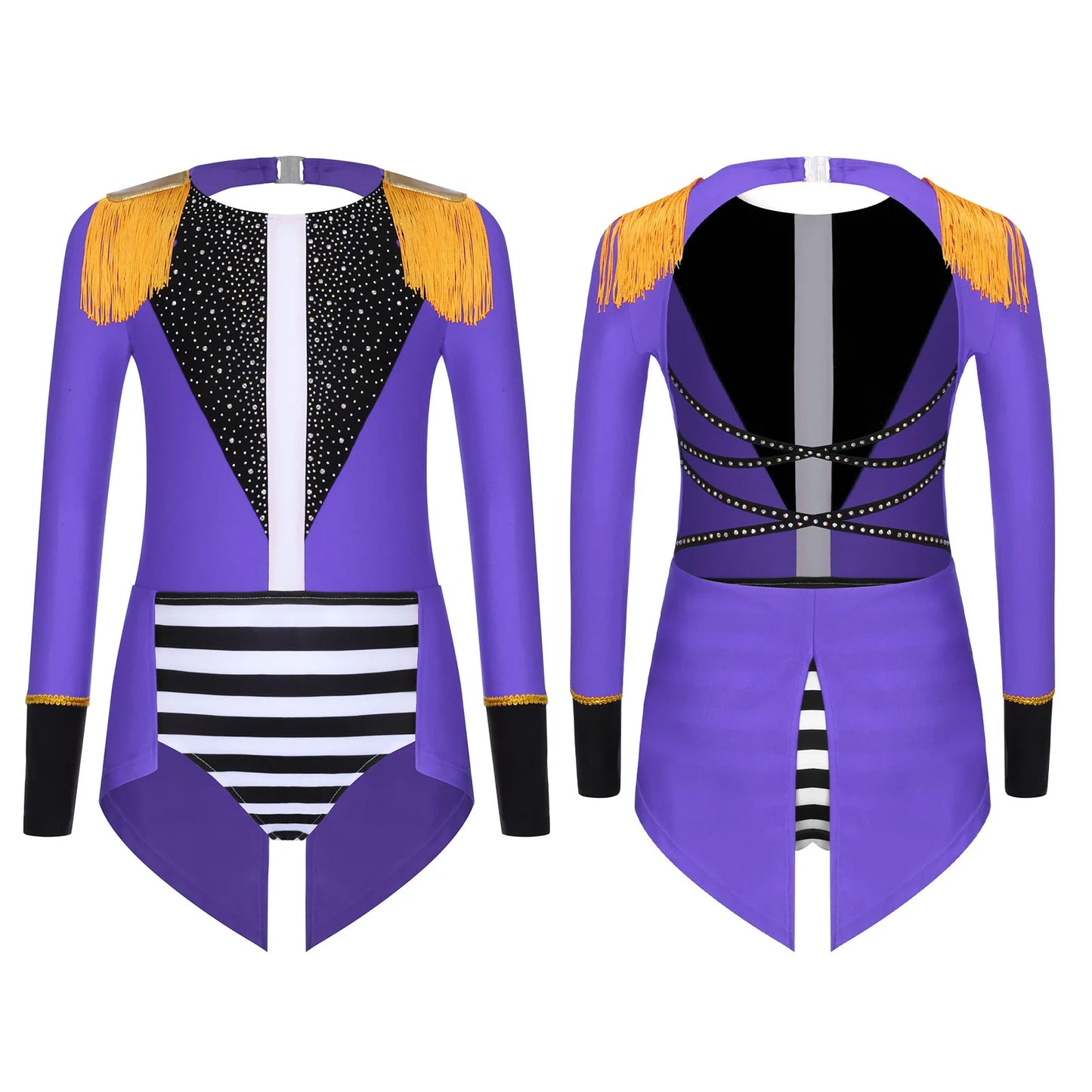 Halloween Costume Romper Circus Ringmaster Cosplay Carnival Party Shiny Sequins Leotard Dress Drum Majorette Magician Dress Up