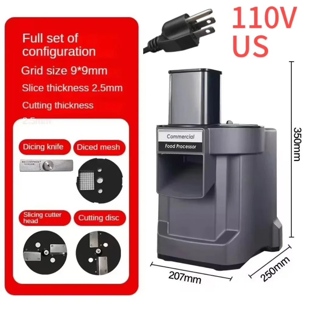 Commercial Vegetable Chopper 3 in1 Multifunctional Electric Cutting Machine Carrot Potato Slice Shred Diced Food Processor