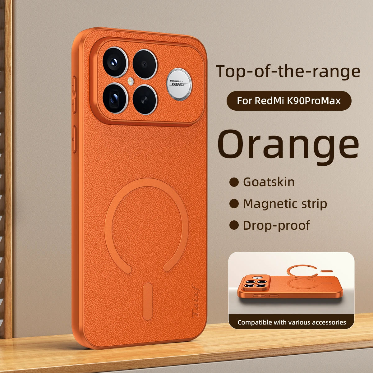 For POCO F8 Ultra Goat Leather TPU Frame Shockproof Case For Redmi K90 Pro Max Built-in Magnetic Strip Lens Protection Shell