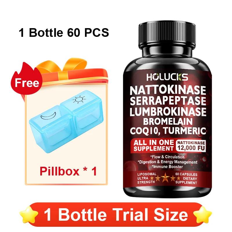 Liposomal Enzyme Blend Capsules Nattokinase Vitamin C B6 Magnesium, Support  Vascular, Enhance Digestion & Circulation  Health