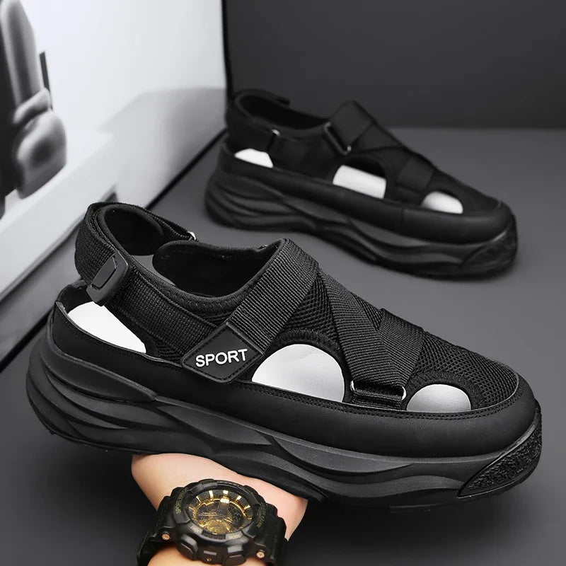 2025 NEW Height Platform Street Male Shoes Non-slip Thick Soled Sports Slides Light Outdoor Hiking Shoes Summer Men's Sandals