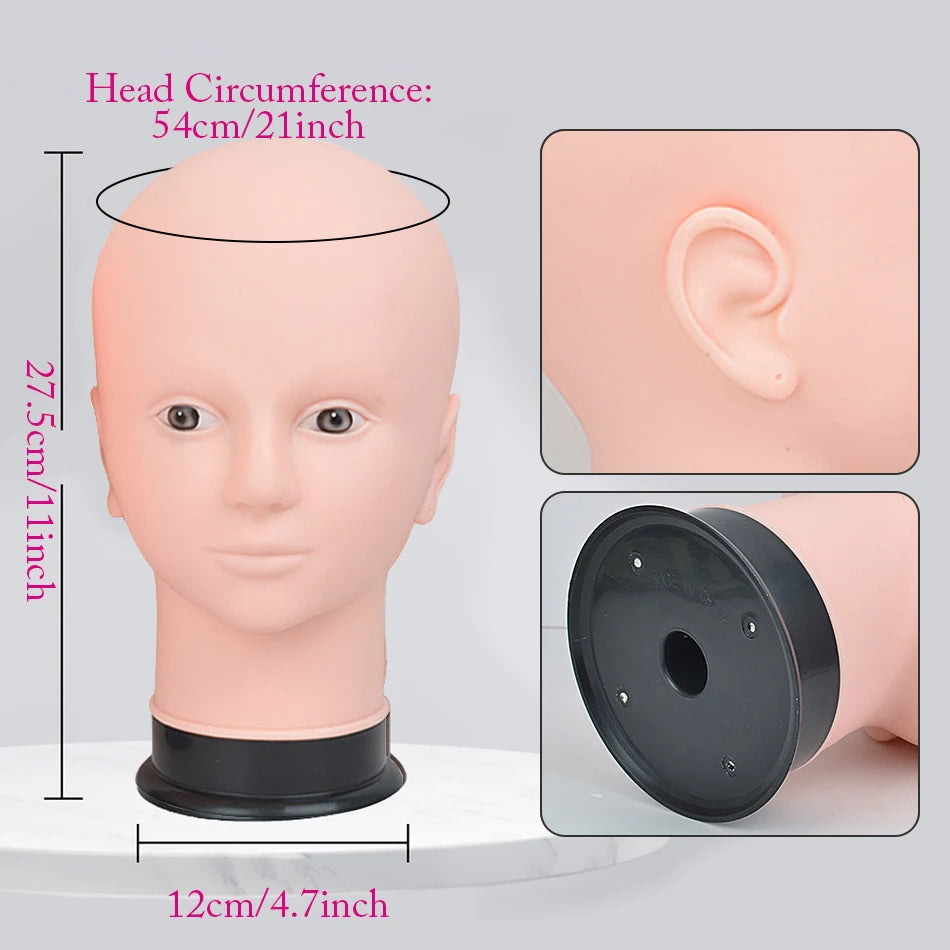 Mannequin Head Wig Stand With Adjustable Wig Tripod Stand Holder For Wigs Making Display With T Pins/Wig Cap Training Practice