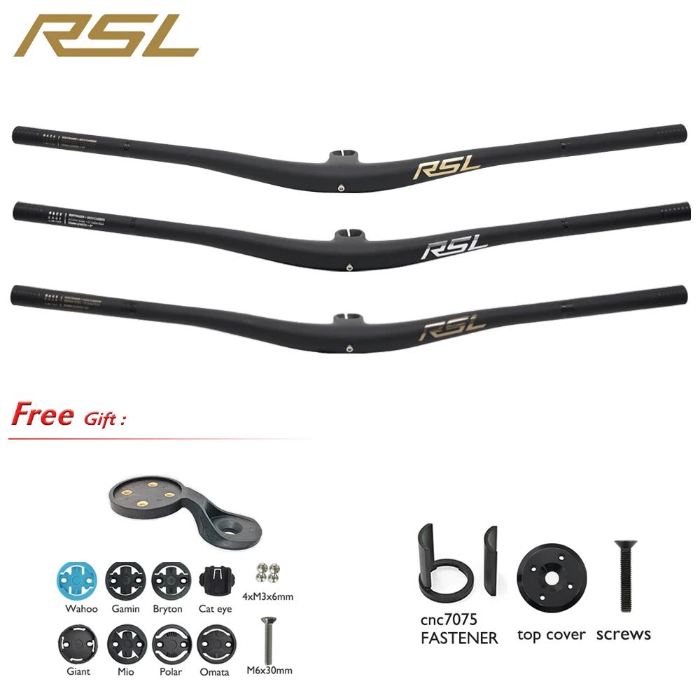 MTB Carbon Handlebar For RSL,Stem Rise 0°, Stem Length 35/45/55, Clamping 28.6mm Rise 27.5mm Width 760mm Mountain Bike Part