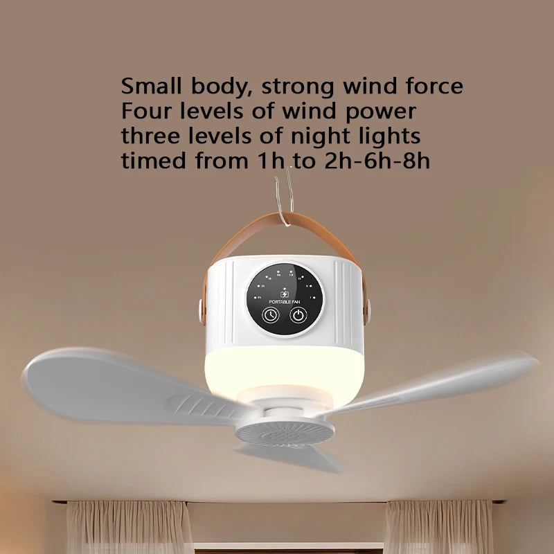 Portable Outdoor Camping Tent Fan New Remote Control Household Ceiling Fan Lighting Durable Rechargeable 3600mah