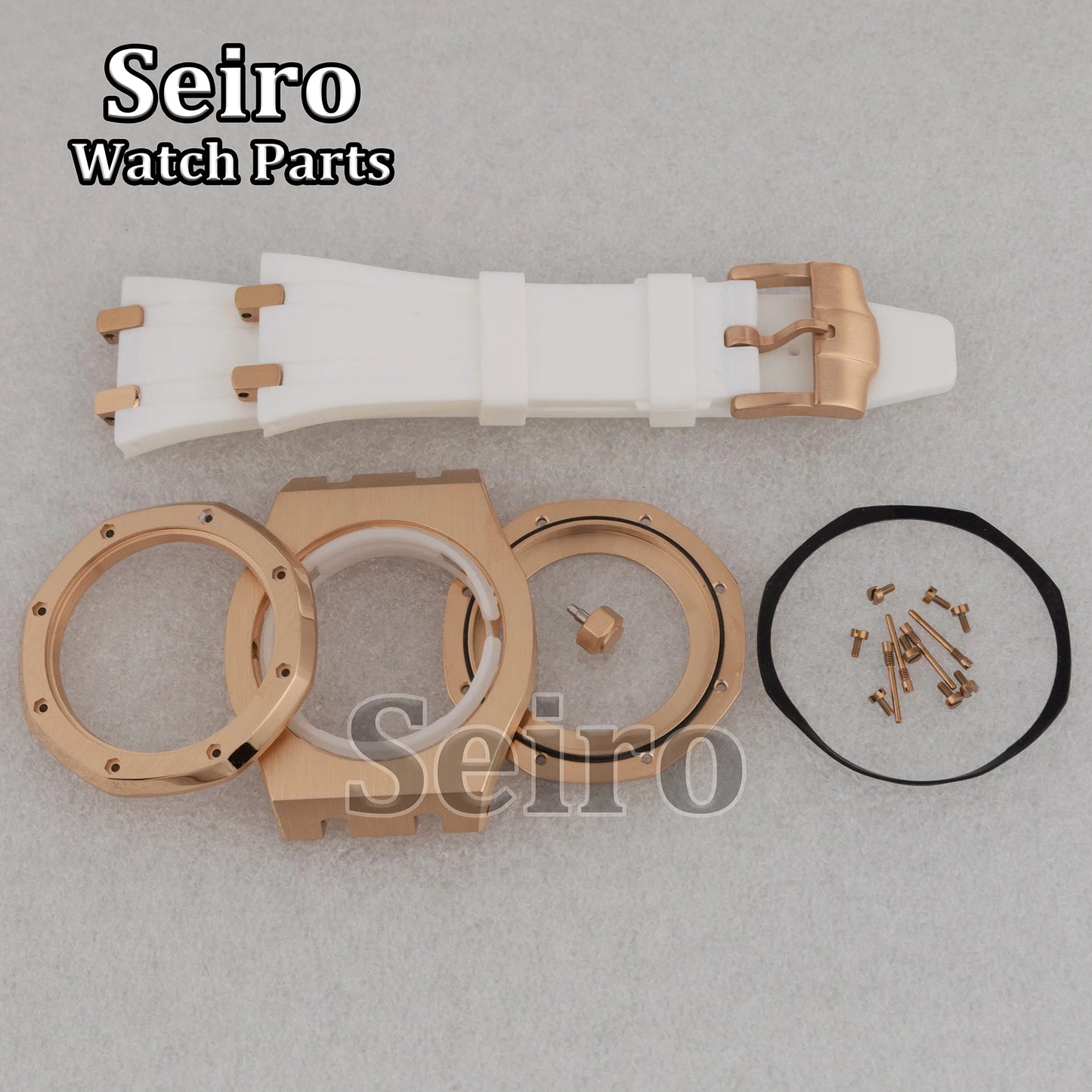 42mm Octagon Watch Case Rubber Strap Sapphire Crystal 10bar for 31.8mm Dial Royal Oak NH35 NH36 Movement Watch Modified Parts