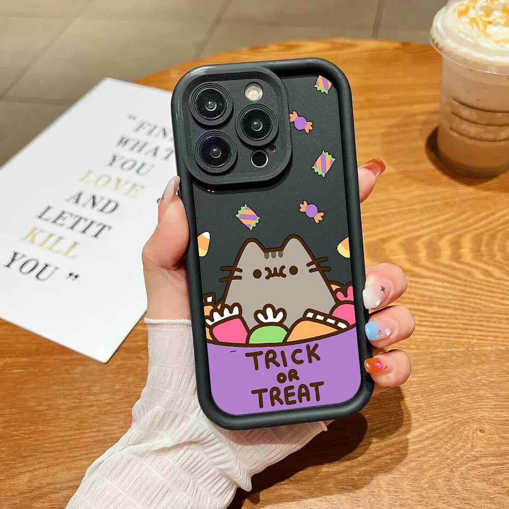 Funny Lovely Pusheen Cat Phone Case For OnePlus 12 12R 11 11R 10R 8T Nord CE Ace 2 3 4 Lite 4G 5G Soft Silicone TPU Back Cover
