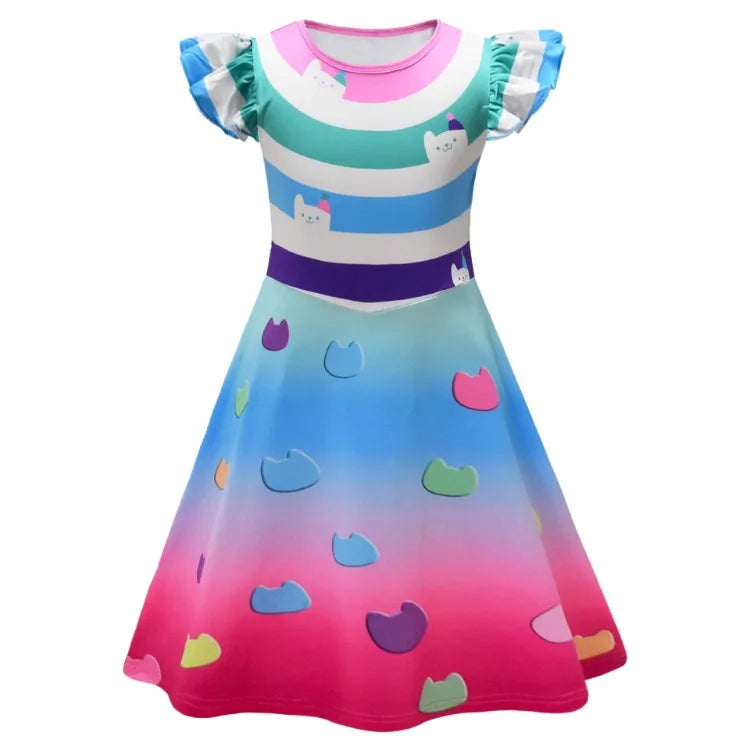Vestido De Gabby's Dollhouse Clothes Kids Gabbys Cats Cosplay Costume Toddler Girls Carnival Birthday Party Dress with Headband