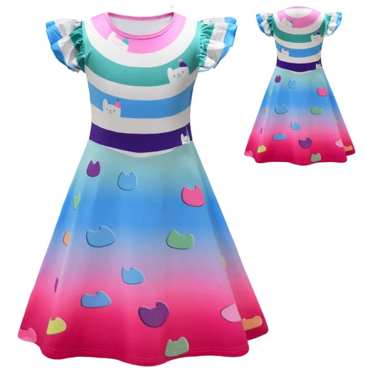 Vestido De Gabby's Dollhouse Clothes Kids Gabbys Cats Cosplay Costume Toddler Girls Carnival Birthday Party Dress with Headband