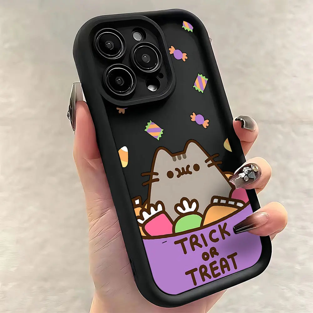 Funny Lovely Pusheen Cat Phone Case For OnePlus 12 12R 11 11R 10R 8T Nord CE Ace 2 3 4 Lite 4G 5G Soft Silicone TPU Back Cover